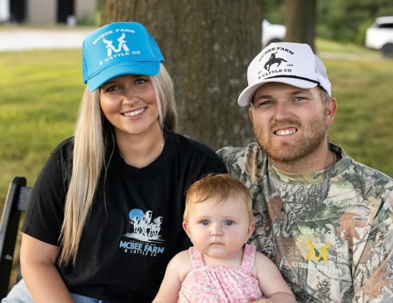 Cole McBee and Kacie Adkison with their babya